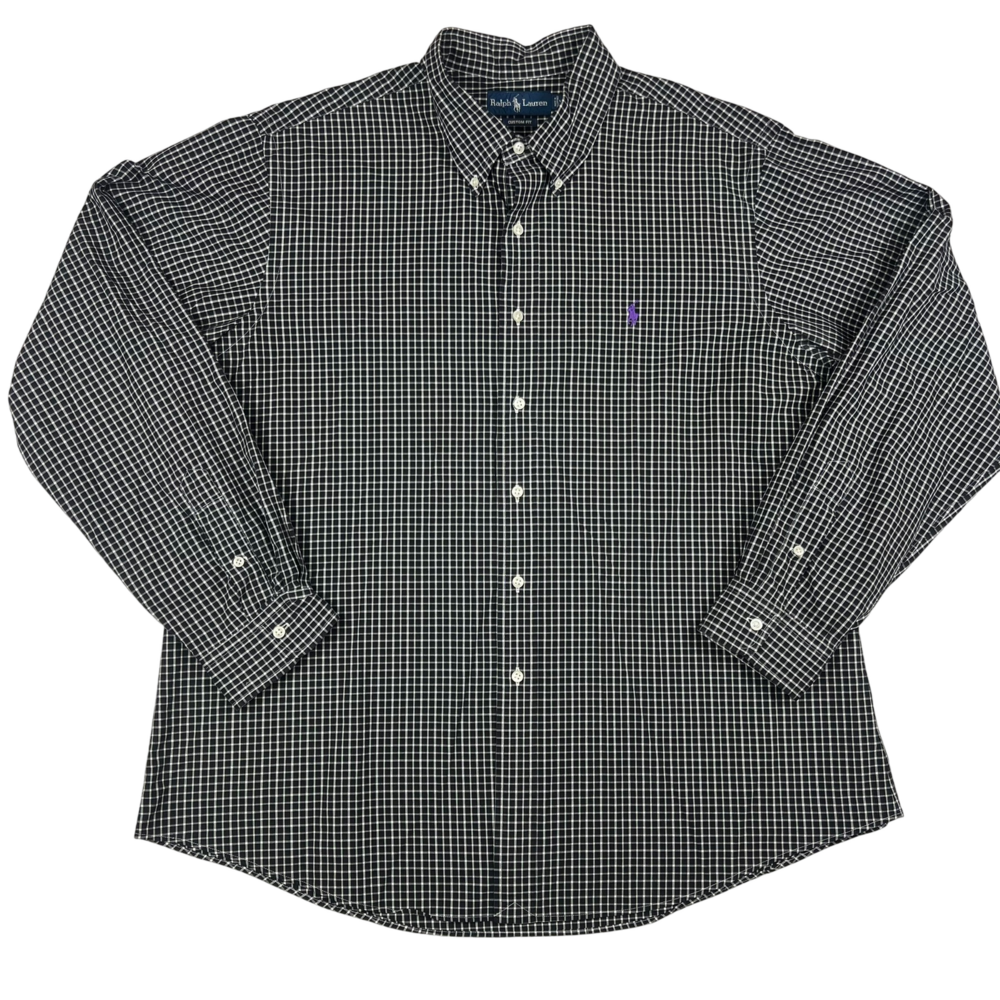 Ralph Lauren Shirt Mens XXL Custom Fit Plaid Long Sleeve Button Down